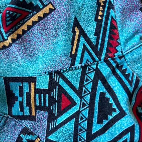 Vintage 90s Wrangler Brush Popper AOP Aztec Southwestern Women’s Large - Picture 8 of 8
